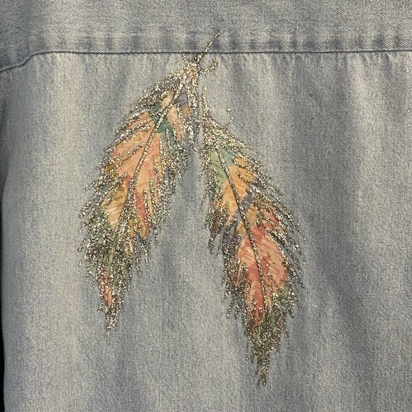 Scottsdale Images Appliqued Handpainted Denim Shirt Size XXL Blue Unique 32-8 - Picture 6 of 15